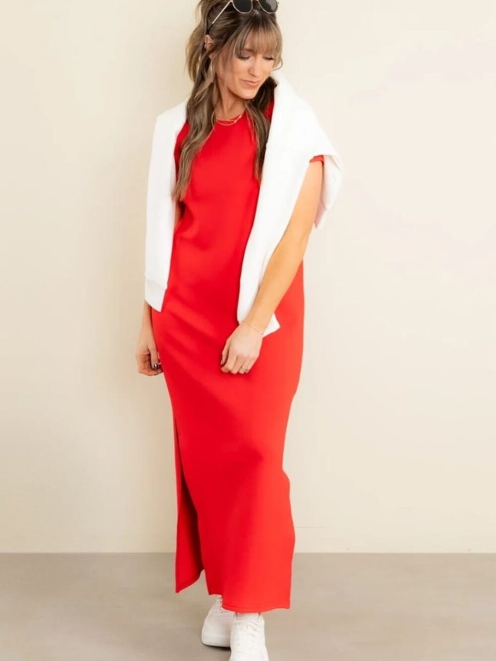 SPANX AirEssentials Red Maxi T-Shirt Dress Size Med